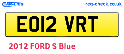 EO12VRT are the vehicle registration plates.