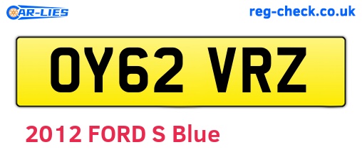 OY62VRZ are the vehicle registration plates.