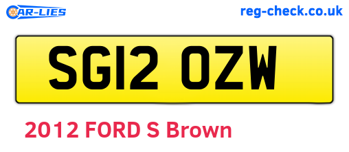 SG12OZW are the vehicle registration plates.