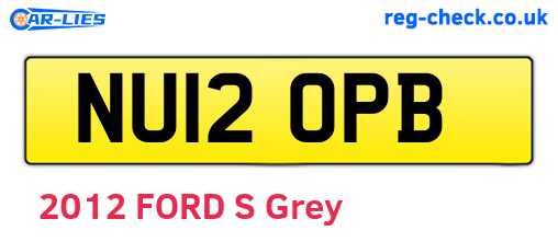 NU12OPB are the vehicle registration plates.