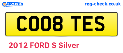 CO08TES are the vehicle registration plates.