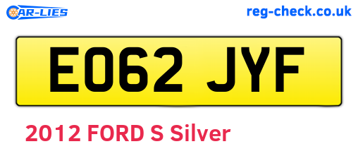 EO62JYF are the vehicle registration plates.