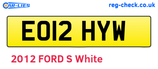 EO12HYW are the vehicle registration plates.