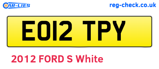 EO12TPY are the vehicle registration plates.