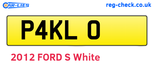 P4KLO are the vehicle registration plates.