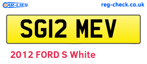 SG12MEV are the vehicle registration plates.