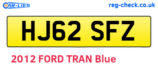 HJ62SFZ are the vehicle registration plates.