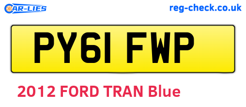 PY61FWP are the vehicle registration plates.