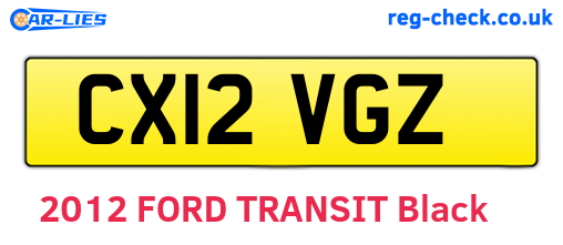 CX12VGZ are the vehicle registration plates.
