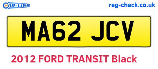 MA62JCV are the vehicle registration plates.