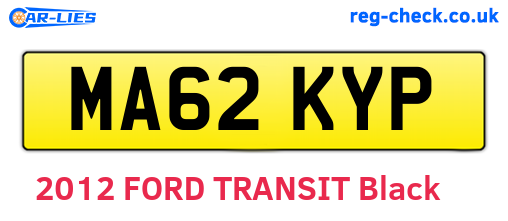 MA62KYP are the vehicle registration plates.