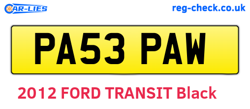 PA53PAW are the vehicle registration plates.