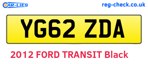 YG62ZDA are the vehicle registration plates.