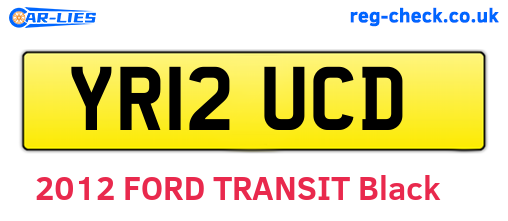 YR12UCD are the vehicle registration plates.
