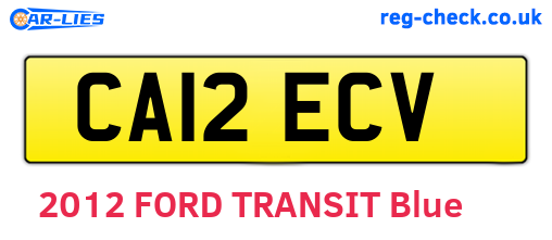 CA12ECV are the vehicle registration plates.