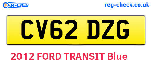 CV62DZG are the vehicle registration plates.