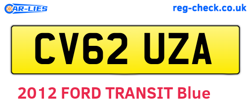 CV62UZA are the vehicle registration plates.