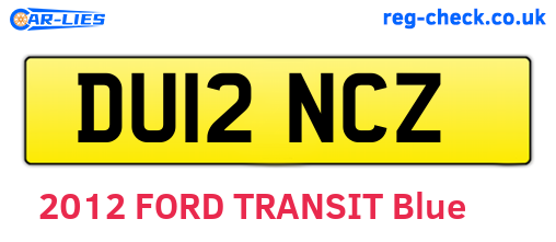 DU12NCZ are the vehicle registration plates.