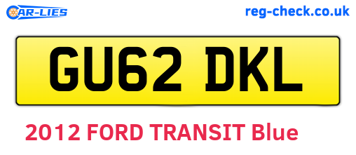 GU62DKL are the vehicle registration plates.