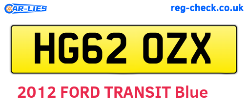 HG62OZX are the vehicle registration plates.