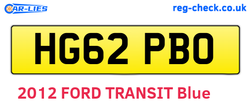 HG62PBO are the vehicle registration plates.