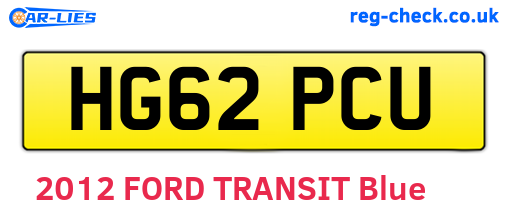 HG62PCU are the vehicle registration plates.