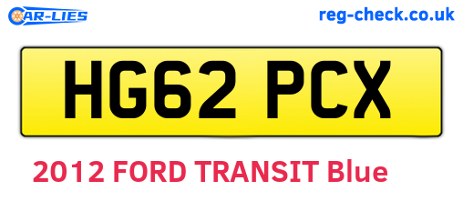 HG62PCX are the vehicle registration plates.