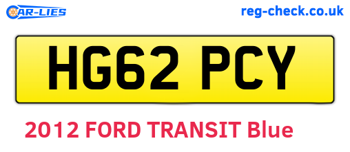 HG62PCY are the vehicle registration plates.