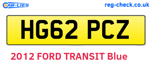 HG62PCZ are the vehicle registration plates.