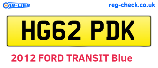 HG62PDK are the vehicle registration plates.