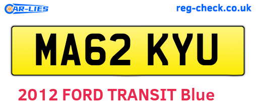 MA62KYU are the vehicle registration plates.