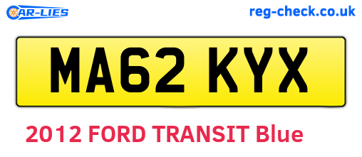 MA62KYX are the vehicle registration plates.
