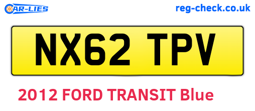 NX62TPV are the vehicle registration plates.