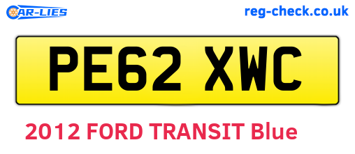 PE62XWC are the vehicle registration plates.