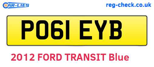 PO61EYB are the vehicle registration plates.