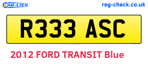 R333ASC are the vehicle registration plates.