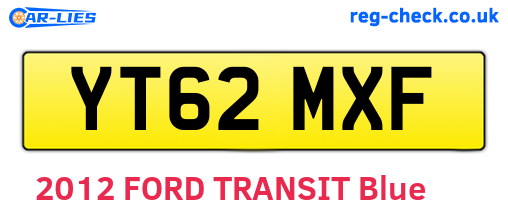 YT62MXF are the vehicle registration plates.