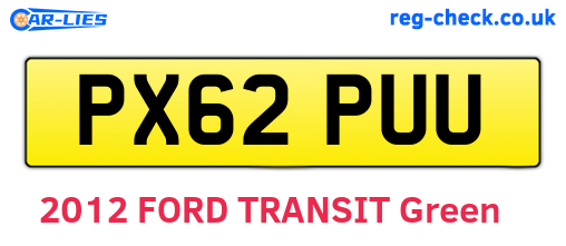 PX62PUU are the vehicle registration plates.
