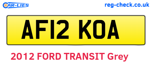 AF12KOA are the vehicle registration plates.