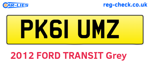 PK61UMZ are the vehicle registration plates.