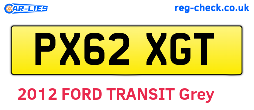 PX62XGT are the vehicle registration plates.