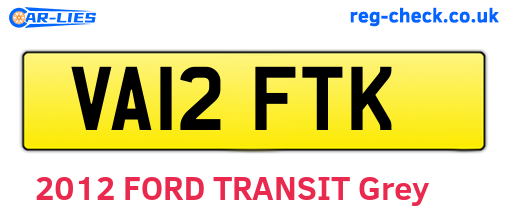 VA12FTK are the vehicle registration plates.