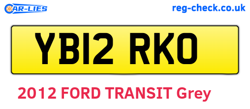 YB12RKO are the vehicle registration plates.