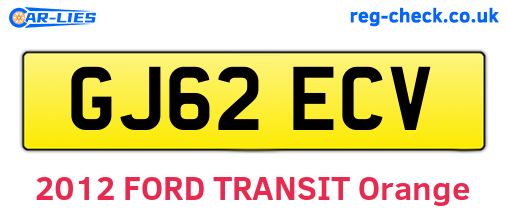 GJ62ECV are the vehicle registration plates.