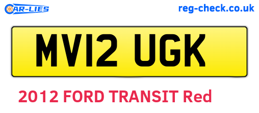 MV12UGK are the vehicle registration plates.