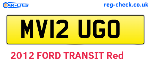 MV12UGO are the vehicle registration plates.