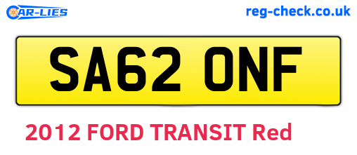 SA62ONF are the vehicle registration plates.