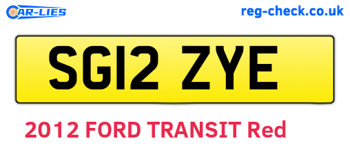 SG12ZYE are the vehicle registration plates.