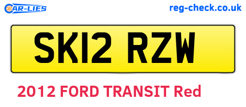 SK12RZW are the vehicle registration plates.