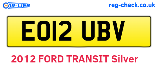 EO12UBV are the vehicle registration plates.